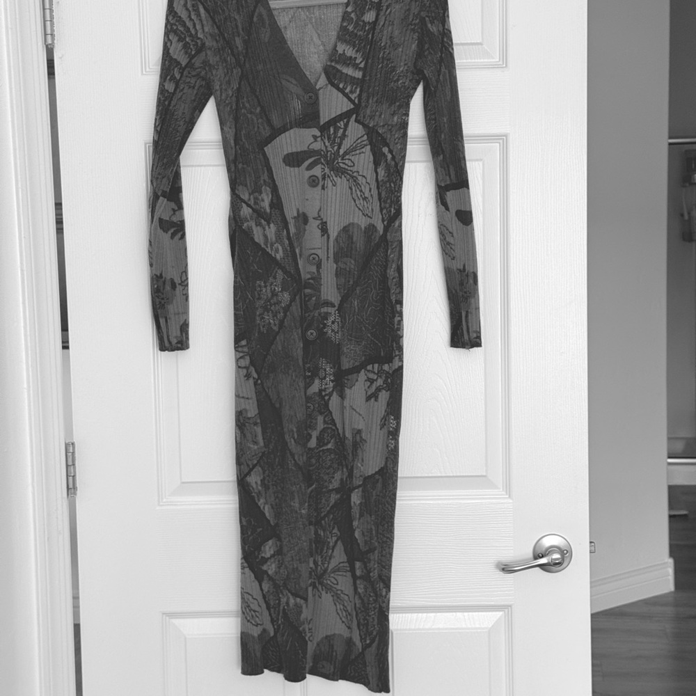 Desigual Blue Botanical Long Sleeve Dress